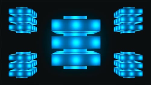 Futuristic Rotating Blue Cubes Data Element Animation