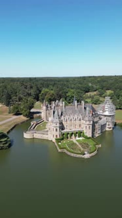 Aerial view of Chateau de la Bretesche, France.