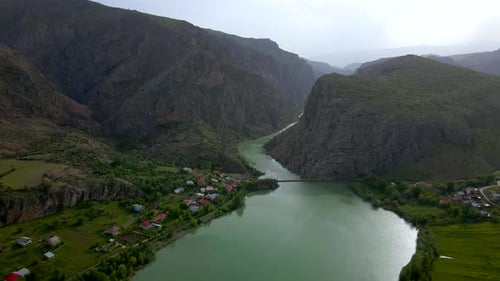aerial view river and mountain
