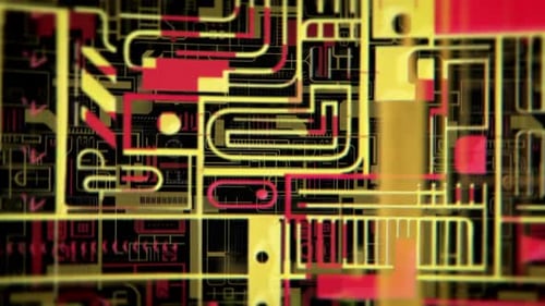 4k Hi-Tech Cyberpunk Animated Background Loop, Seamless Flythrough with Spinning Motion