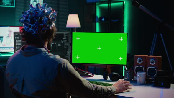 Neuroscientist Engineering Transhumanism Experiment on Isolated Screen ...