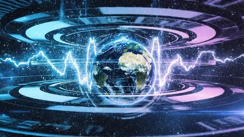 Futuristic Digital Earth With Holographic Data HUD In Space