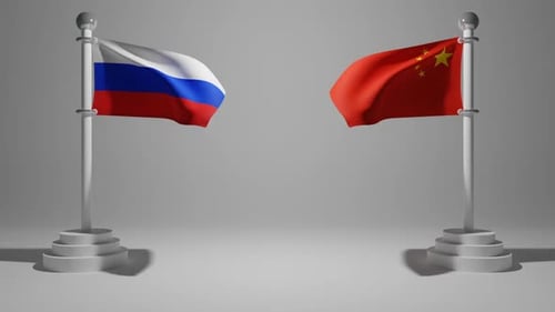 Realistic 3D Waving Flags of Russia and China