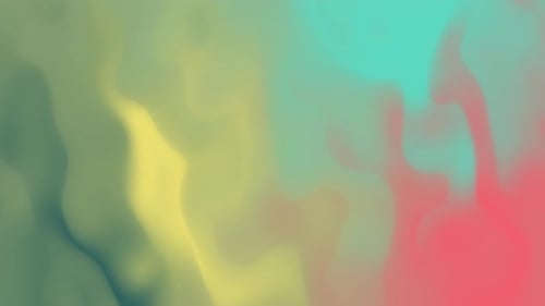 Abstract Blurred Blobs Of Green Yellow Teal And Pink Colors