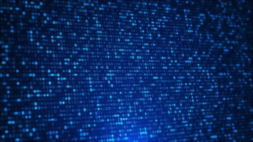 3D Big Data Matrix Code Digital Digital Tunnel Square with Futuristic Matrix