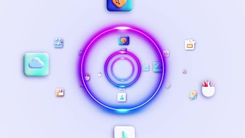 Digital Source Icons Tunnel Background Loop