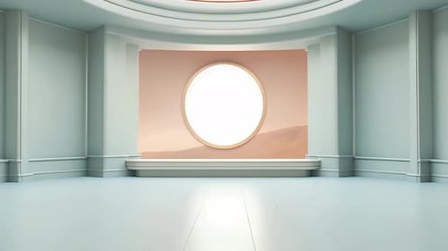 Podium Futuristische Vitrine mit Plattform für Produktausstellungen. Leeres modernes Bühnendisplay