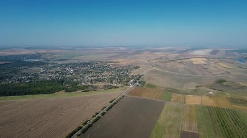 Aerial view of big agricultural land landscapes.