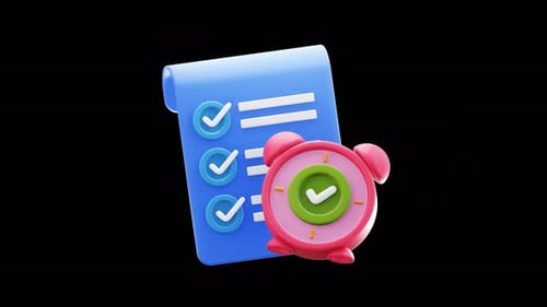 3D Checklist and Alarm Clock Animation for Task Management