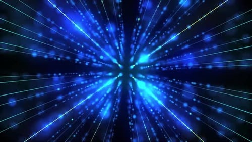 Abstract Blue Light Rays and Particle Grid Animation