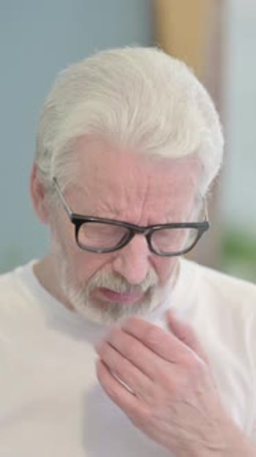 Portrait of Broken Old Man Crying, vertical video