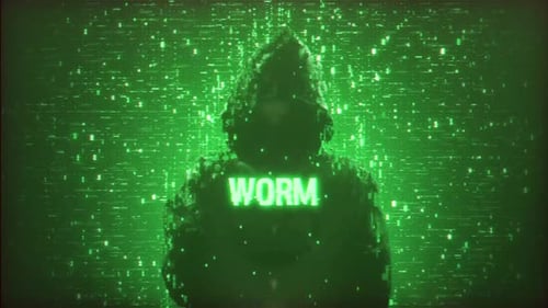 Symbole de cyberattaque Worm On Hacker