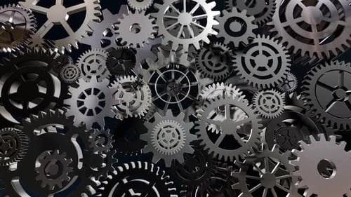 Seamlessly Rotating Metal Gears Background Loop