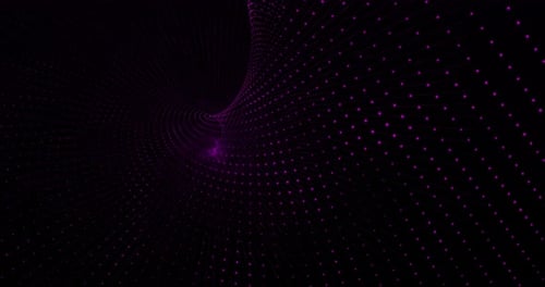 Abstract Digital Tunnel of Glowing Purple Particles