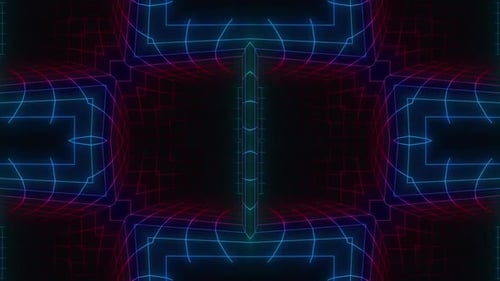 Dynamic grid animation with vibrant red and blue glowing lines