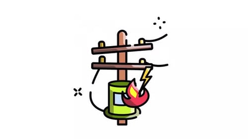 Animated Power Pole Short-Circuit Icon with Alpha Channel