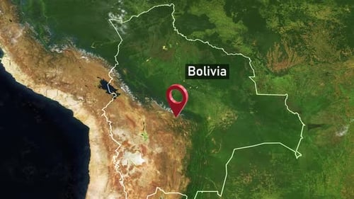 Bolivia Country Zoom from Space