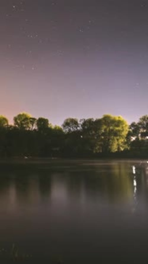 Night Sky Above River Hyperlapse