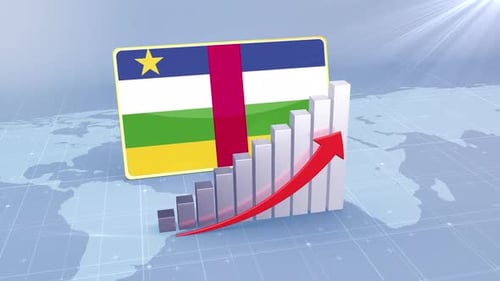 Central African Republic Flag With Increasing Bar Chart Graph And Arrow Red