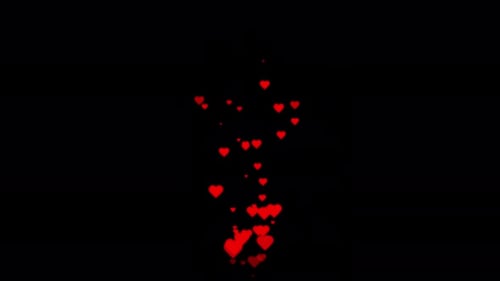 Lots of hearts smooth into a column and slowly rise from the bottom to the top.
