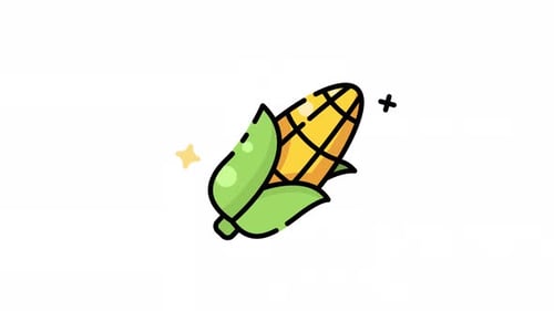 Animated Doodle Corn Icon with Sparkles