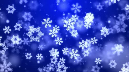 Animated Winter Snowflakes Falling on Blue Background