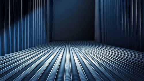 Dark, futuristic, empty space. Perspective lines on floor and walls