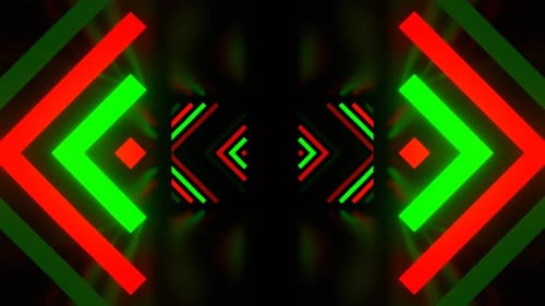 Red And Green Neon Light Elements In Corridor Background Vj Loop In 4K