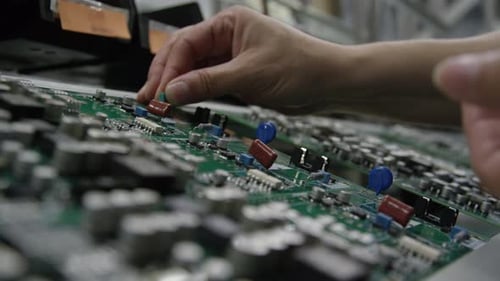 Electronics manufacturing - Wide angle macro circuit board electronics factory building