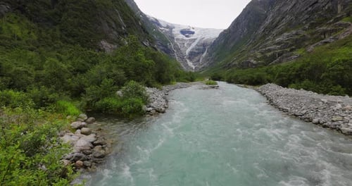 Glacier Kjenndalsbreen Beautiful Nature Norway natural landscape.