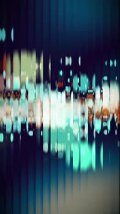 Vertical design featuring smooth fractal glass gradients with scattered glowing particles