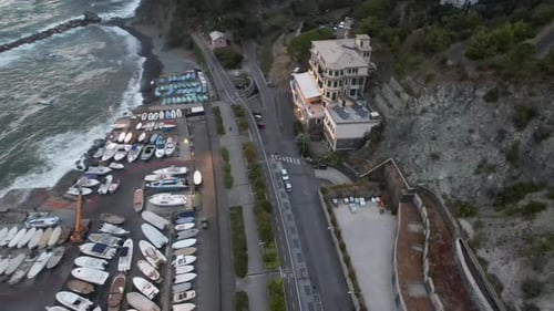 Aerial video over Italy, Liguria, Province of La Spezia, Levante