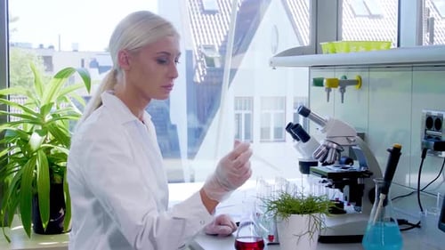 Woman Scientist Working in Bright Laboratory