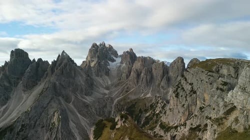 Aerial view of Tre Cime di Lavaredo,Dolomites, Belluno, Veneto, Italy