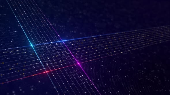 Abstract digital data wave glowing particles lines Digital HUD ...