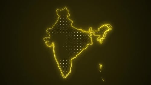 Fondo de contorno de bordes del mapa de la India en amarillo neón