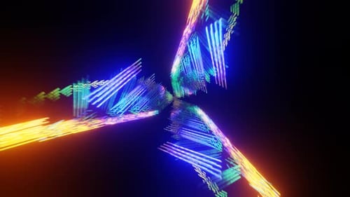 Abstract Futuristic Tunnel of Neon Glowing Light Lines