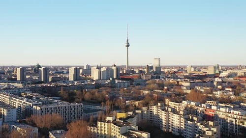 Aerial view of Berlin TV Tower, Germany.