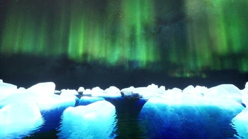 Northern Lights Among The Icebergs