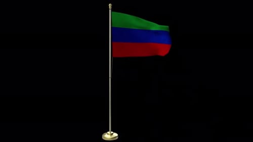 Dagestan Flag Waving On Pole 3D Animation