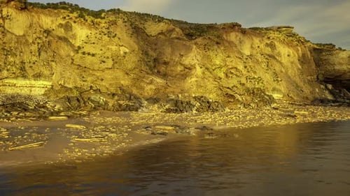 Macro Shot of Textured Sunlit Rocky Outcrop During Golden Hour