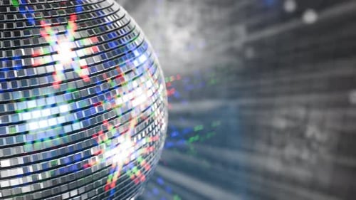 Rotating Disco Ball Animation with Colorful Light Rays