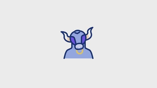 Animated Stylized Bull Head Icon Loop