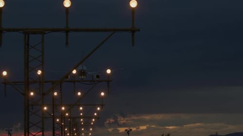 Twilight Runway Airplane Landing