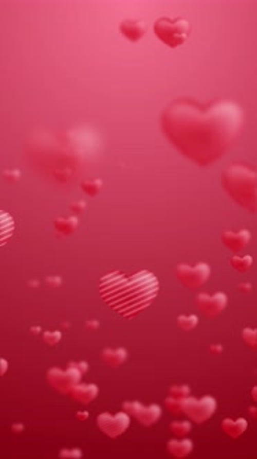 Decorative Falling Red Hearts Vertical Background