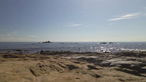 Fixed frame of coastline during a sunny day in 4K