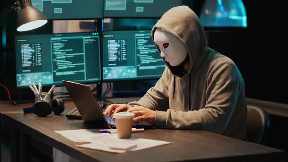 IT Thief Programmer with Mask Hacking Database Servers, Technology ...