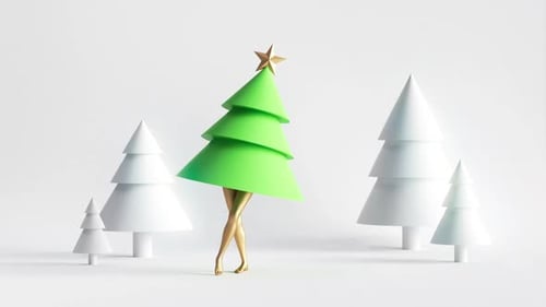 nahtlose Loop-Animation der tanzenden Weihnachtsfigur Tannenbaum