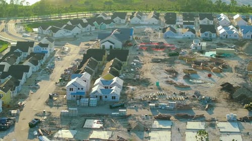 Aerial View of Residential Neighborhood Under Construction