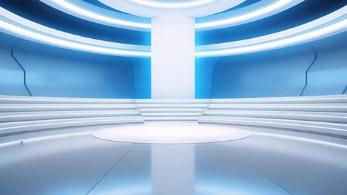 Futuristic Virtual Stage Background for Corporate Events and Technology Presentations